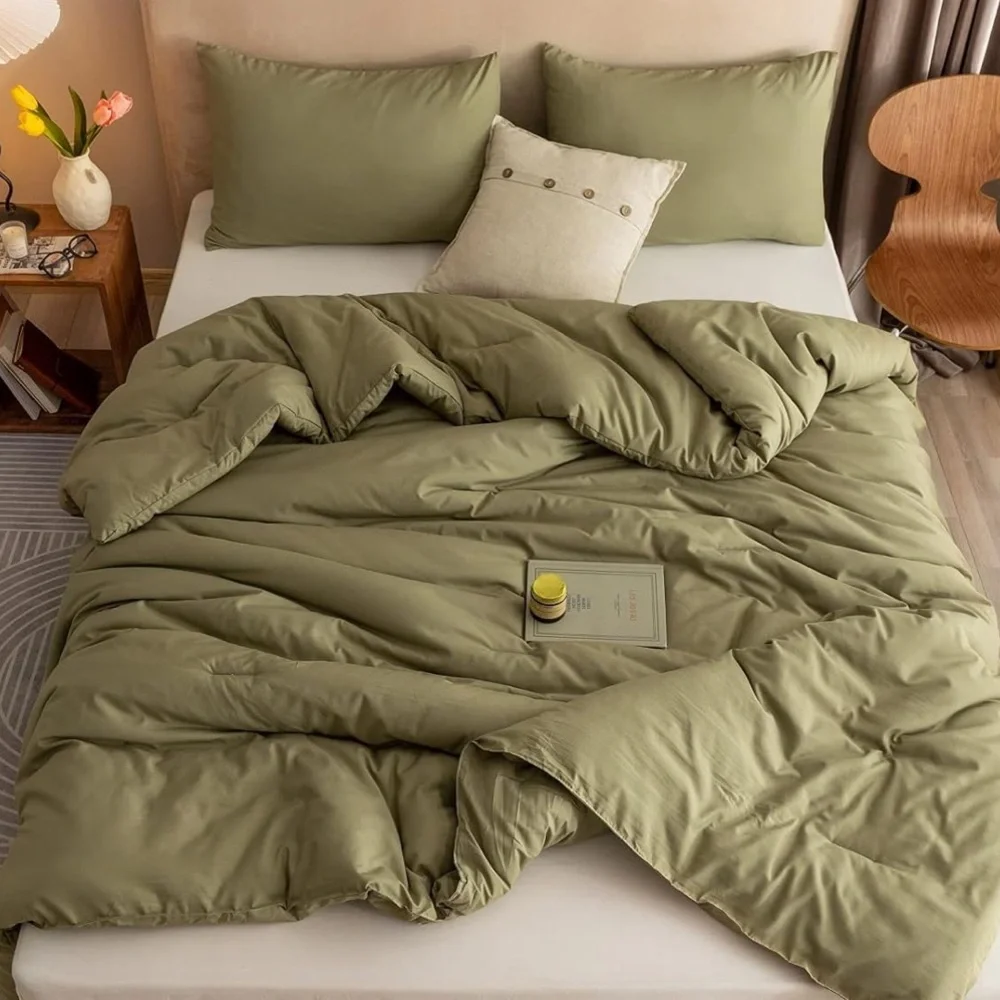 New 2 Sets Of Olive Green Full Size Pillow Cases